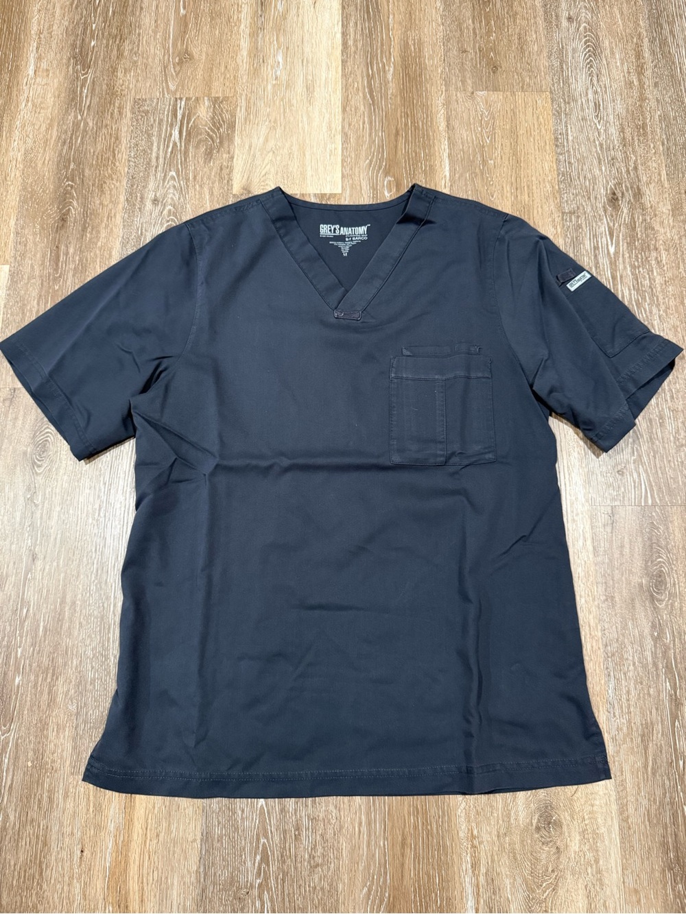 Mens Grey’s Anatomy Charcoal V-Neck Scrub Top